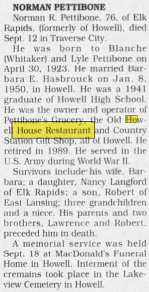 Old Howell House Restaurant - Sep 19 1999 Article (newer photo)